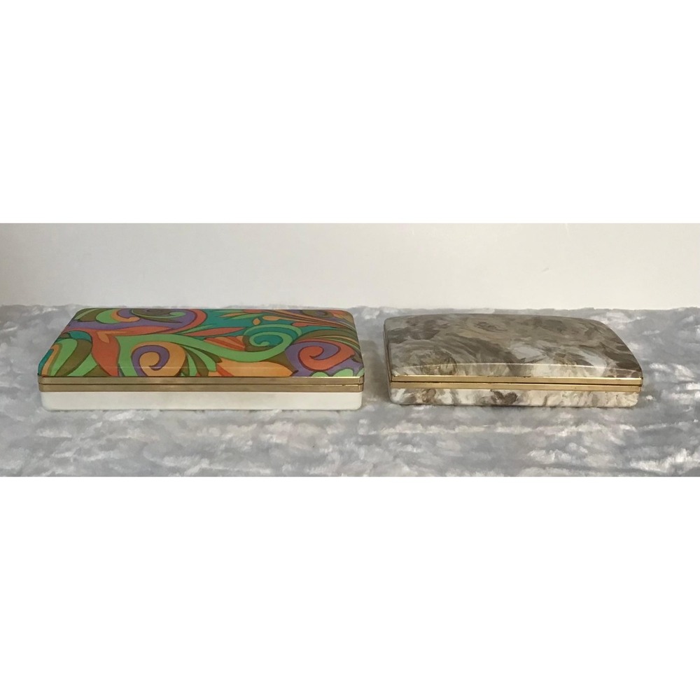 Vintage Mele Jewelry Boxes Flower Power Earring Clamshell Case Retro 60s 70s MCM